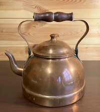 Vintage French Copper Kettle Le Trèfle Rustic Farmhouse Decor