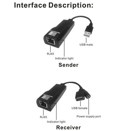 Extender Ethernet USB 2.0 a RJ45 con connessioni adattatore di alimentazione fin - Bild 7 von 8