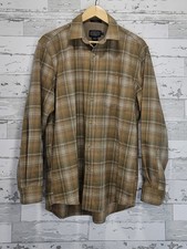 Pendleton Mens Medium Plaid Lodge Shirt 100 Virgin Wool Traditional Tan Beige