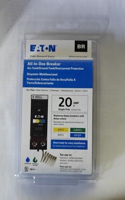 Eaton BRN120A1CS Type BR 20A 1-Pole 120V AC AFCI/GFCI Breaker