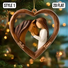Personalized 2D Flat Faux Wood - Carving Horse Lover Acrylic Ornament Decor