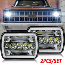 For Chevrolet C10 C20 C30 1981-1986 Pair 5x7 Led Headlights Hilo Drl Lamp