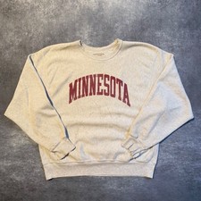 VTG Champion Premium Reverse Weave Minnesota Sweatshirt Mens Gray Distressed