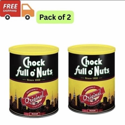 2 PACK- Chock full o'Nuts Heavenly Ground Coffee Original Blend 48 oz (Total 96)