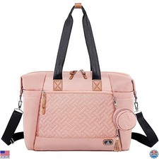 Dikaslon Large Pink Diaper Bag Tote - Stylish Travel Bag with Pacifier Case 
