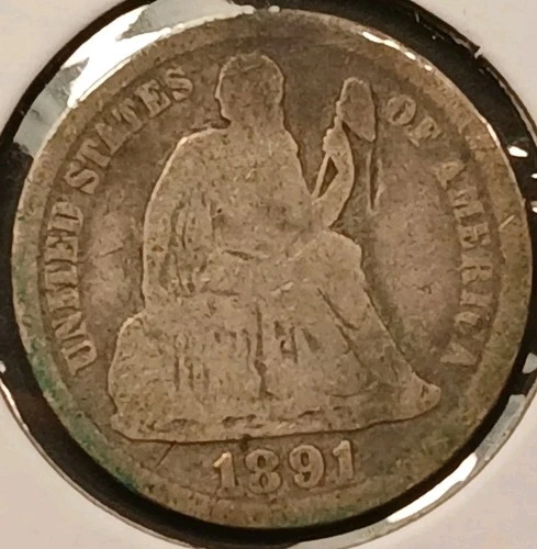 1891 Seated Liberty Dime AG+
