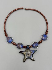 Starfish Shaped Pendant Necklace W/ Brown Colored Beads