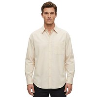 Zara Herrenhemd, Cremefarben, Einfarbig, Regular Fit M