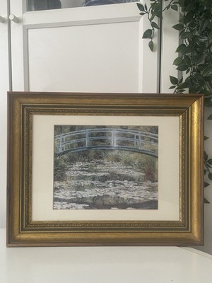 Vintage Monet Druck japanische Brücke verzierter vergoldeter Rahmen Galerie Wand Fluss