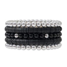 Surfer Heishi Clay Bead Bracelets for Women Bohemian Stackable Gold Beaded Stret