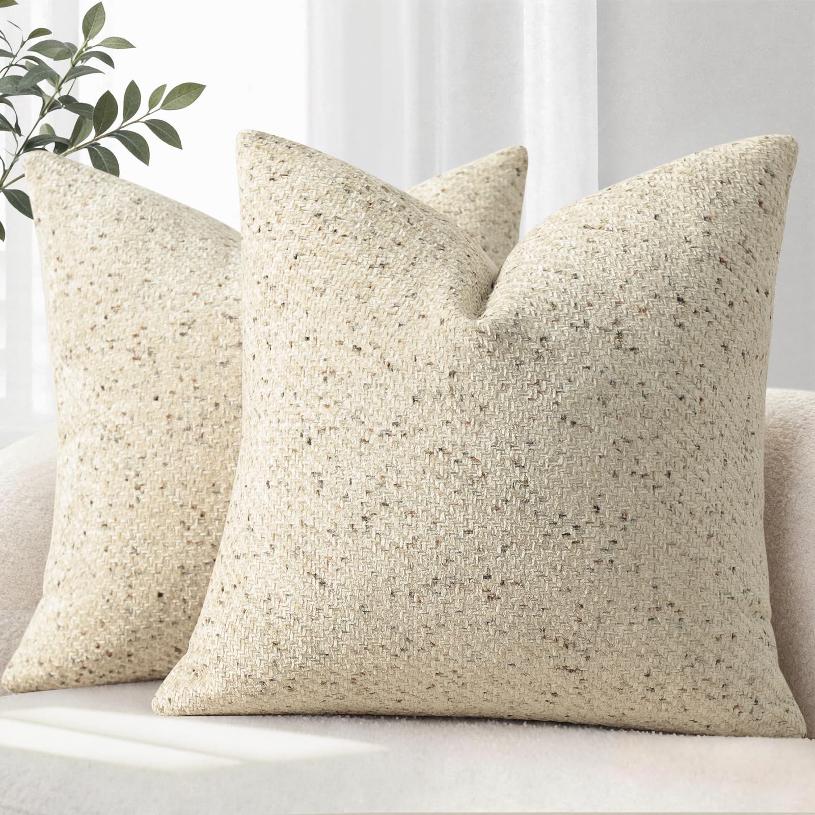 Housse de coussin 40x40 lot de 2 en chenille anti-poussière pour canapé