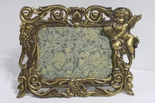 VTG Ornate Brass Angel Cherub Picture Frame Rectangle Baroque/Rococo