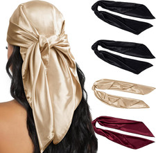4PCS Head Scarf for Women 35  Head Scarves Silk Like Satin Neck Scarfs Square Ba