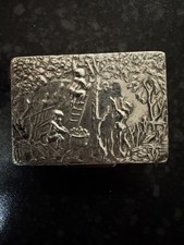 Antique 925 Solid Silver  Pillbox , Hallmarked with romantic scene