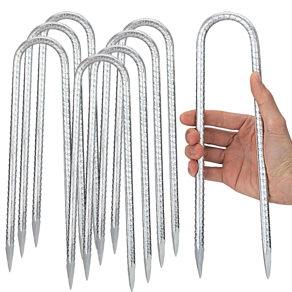 4-100PCS Heavy Duty Trampoline U Pin Metal Wind Stakes Pegs Tent Ground Anchor - Image 2 of 4