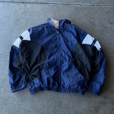 Vintage 90s Nike Colorblock Windbreaker Full Zip Track Jacket Navy White Large