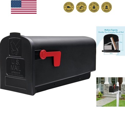 Parsons Rust-Proof Plastic Post Mounted Mail Box for Outside, Black, Medium C...