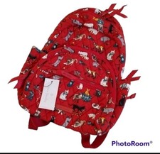 Vera Bradley Holiday Cats 2021 Red Essential Compact Backpack 23725-X63 NWT