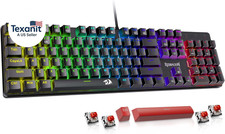 Mechanical Gaming Keyboard Wired, 11 Programmable Backlit Modes, Hot-Swappable R