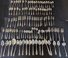 Lot 100 Stainless  Spoons Forks Craft Camp Catering Mixed Patterns Flatware