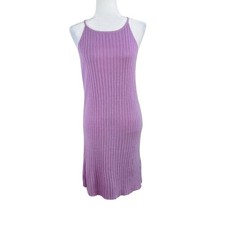 ASOS Design Purple Ribbed Knit Sleeveless Halter Fitted Mini Dress 14/Medium NWT