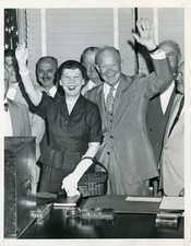 Dwight & Mamie Eisenhower- B&W Vintage Photograph from 1954