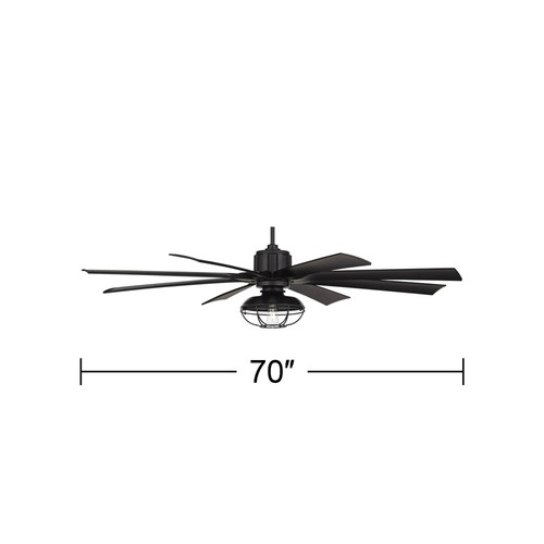 70" Possini Euro Defender Black LED Large Ceiling Fan with Remote - Picture 4 of 9