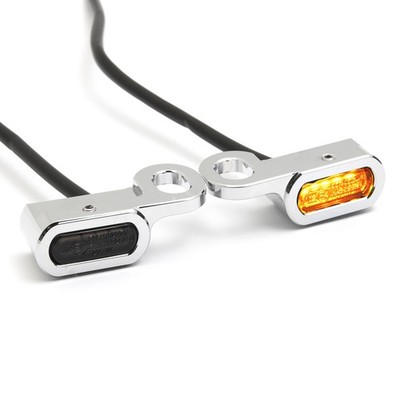 Mini LED Blinker Lenkerarmatur f. Harley Softail Slim, Fat Boy S, VRSC/FLH chrom