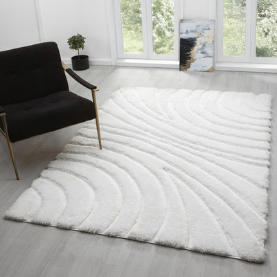 Lantanas 7070 Cream 5x7 Modern Shag Geometric Area Rug
