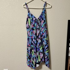 Hanna Nikole Swim Dress One Piece Feather Built In Short XBack 24W