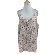 Loft Tank Top Womens XL Extra Large Multi Floral Eyelet Embroidered V Neck Lined