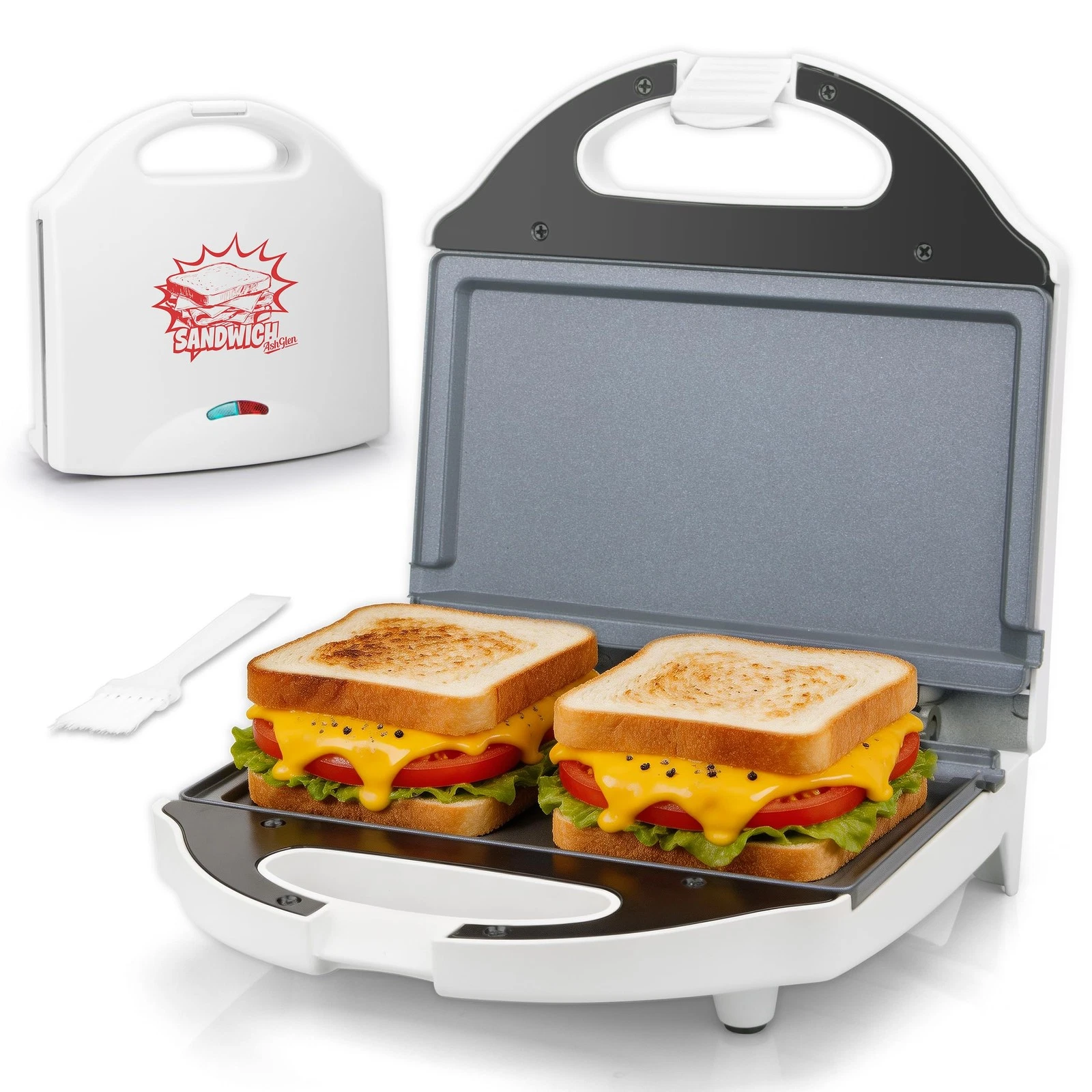 Ceramic Mini Panini Press, Breakfast Sandwich Maker Press, Sandwich Press, 2-...