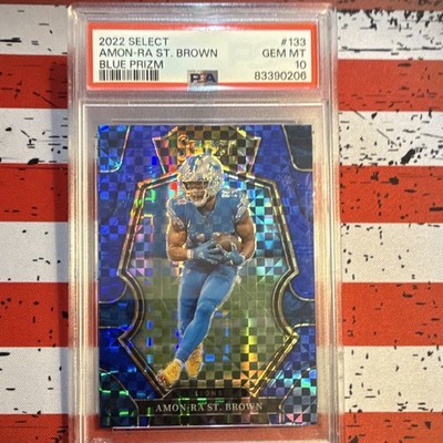 2022 Panini Select Amon-Ra St. Brown Premier Level Blue Prizm #111 /149