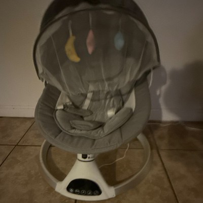 4moms Gray Electronic Baby Bouncer with Hanging Toys, Vibration, Music, Timer