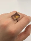 Vintage Art Deco 925 Sterling Silver Citrine Filigree Cocktail Ring Size  7.5