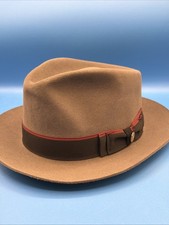 Stetson Royal Quality Scalene Fur Felt Fedora Hat Brown 7 1/8 Mens
