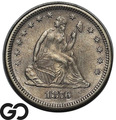 1876 Seated Liberty Quarter Choice AU++