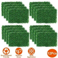 12Pcs 23.6x15.75in Artificial Boxwood Panel Topiary Hedge UV Protected Grass Mat