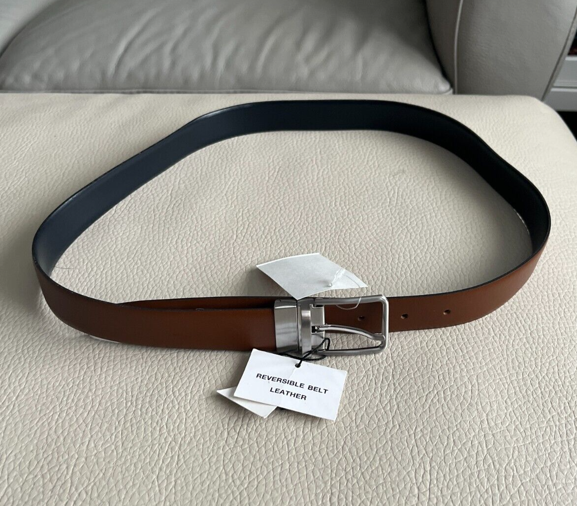 Zara Reversible Leather Belt with Twist Buckle - Made in