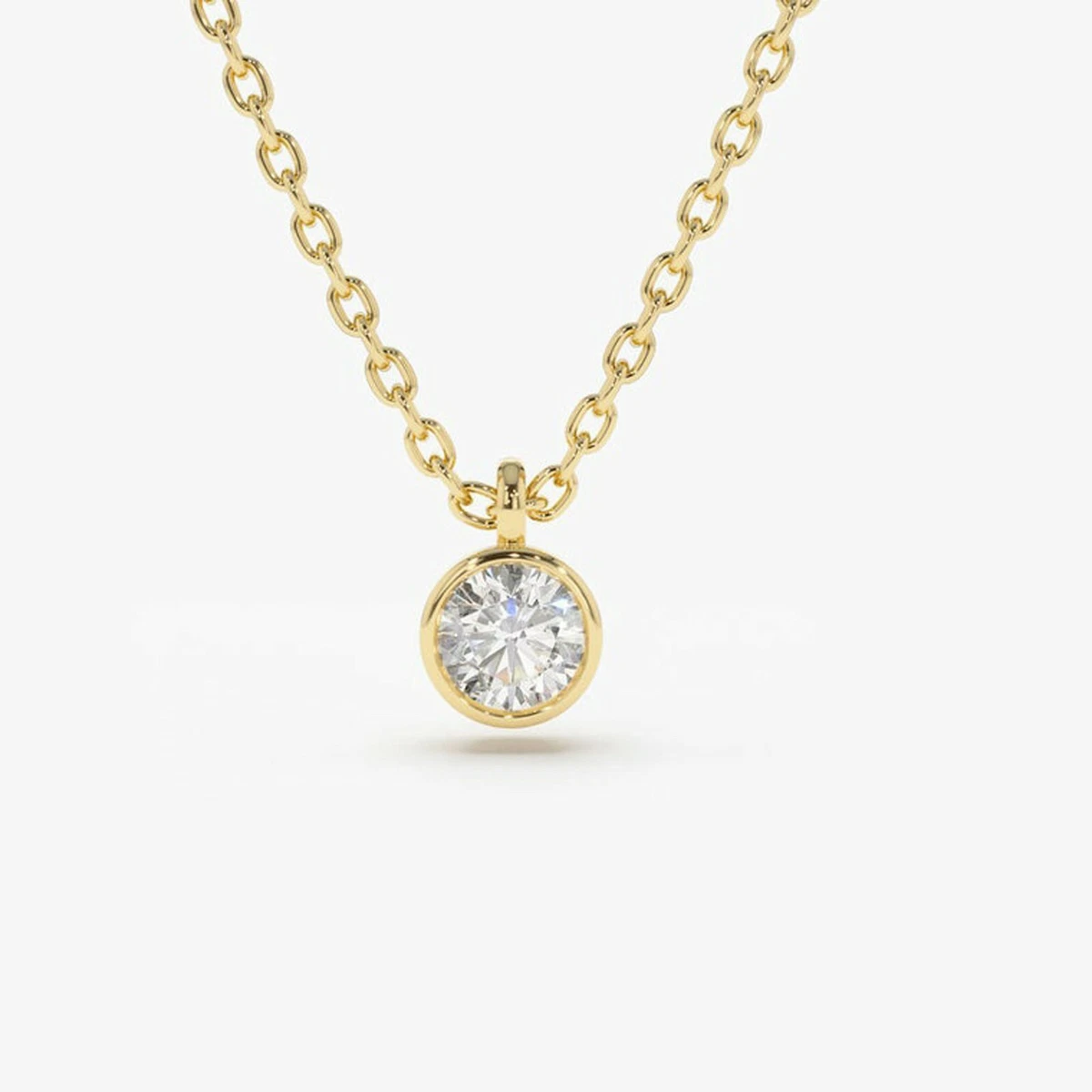 Gold diamond solitaire best sale necklace