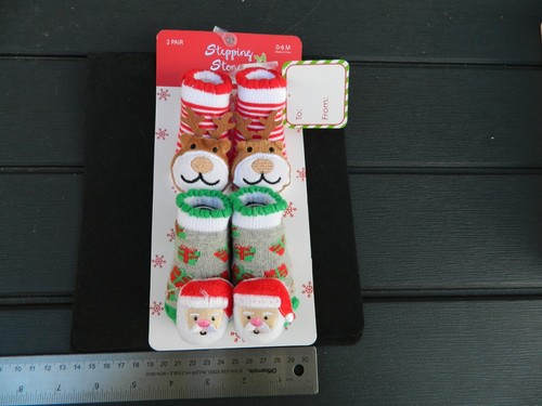NWT STEPPING STONES baby unisex Holiday BOOTIE SOCKS Reindeer Santa 0-6 months - Picture 8 of 10