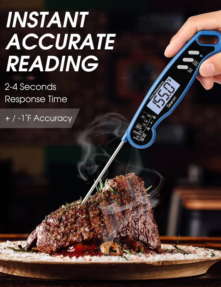 Meat Thermometer,Calibration Feature Digital Food Thermometer with Instant Re...