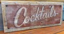 Cocktails Home Bar Decor Reclaimed Wood Framed Street Sign FREE SHIPPING