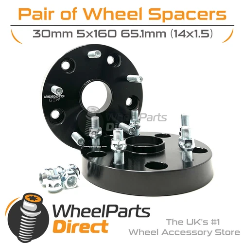 Bolt-On Wheel Spacers (2) 5x160 65.1 30mm for Ford Transit Custom [Mk1] 12-23