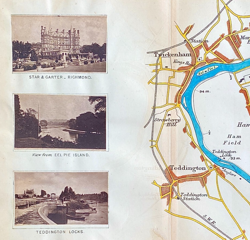 Richmond Marble Hill Eel Pie Island Strawberry Hill Teddington Thames map 1885 - Picture 2 of 3