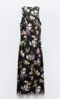 ZARA【NEW】GATHERED WAIST MIDI DRESS ZARA NEW WOMAN GATHERED FLORAL PRINT MIDI DRESS L LARGE 8387
