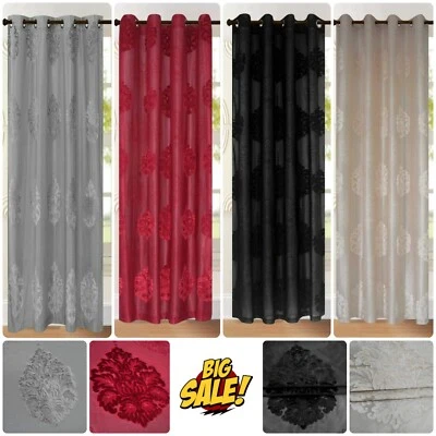 PRIME LINENS Anillo de ojales Parte superior Listo Hecho Red de Velo Banda Terciopelo Damasco Panel Único