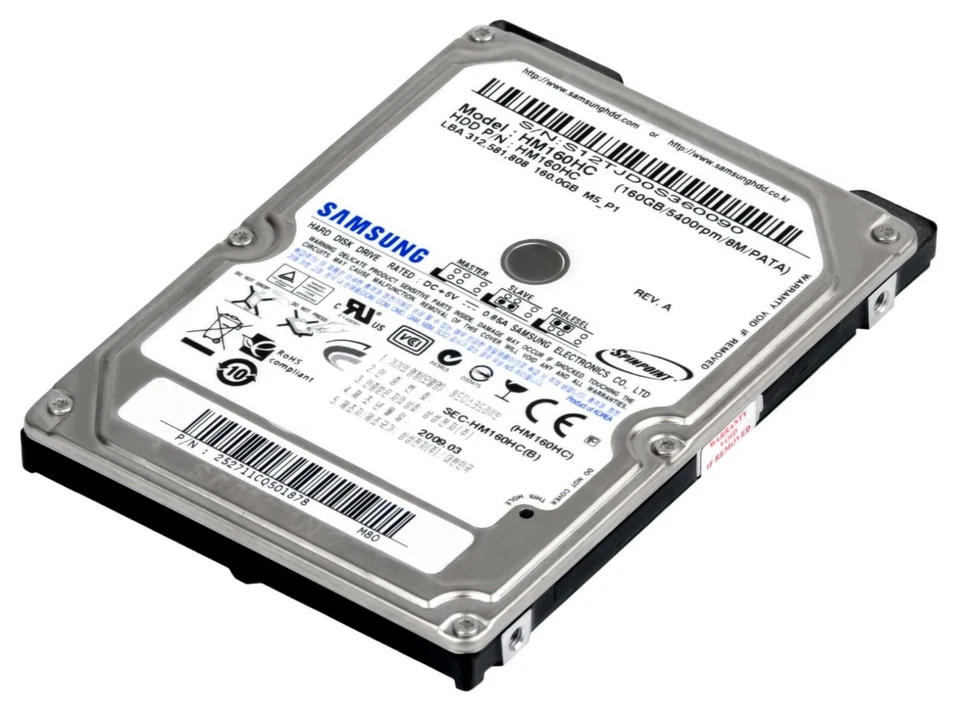 FESTPLATTE SAMSUNG SPINPOINT M5 HM160HC 160GB 5400U/min 8MB IDE ATA 2.5" Zoll - Bild 2 von 3