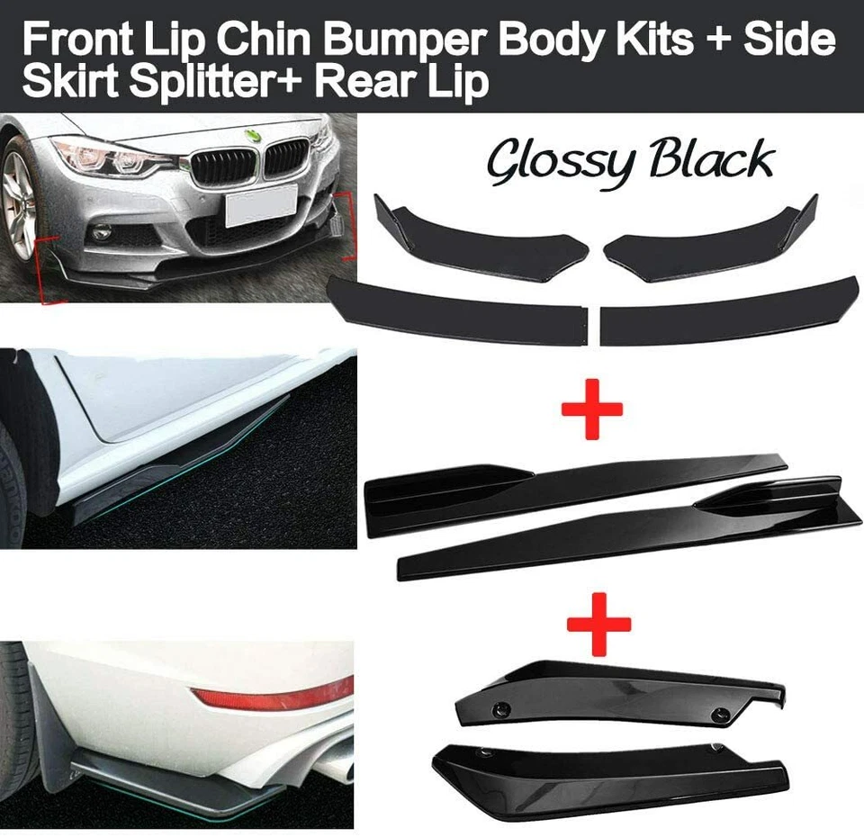 Front Rear Bumper Lip Spoiler + Side Skirt For E90 E92 E93 325i 335i 320i 328i - Изображение 3 из 4