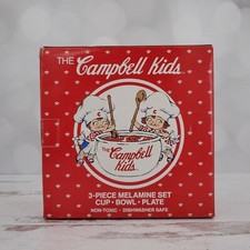 Vintage The Campbell Kids 3 Pc Melamine Set - Campbells Soup Bowl Mug Plate